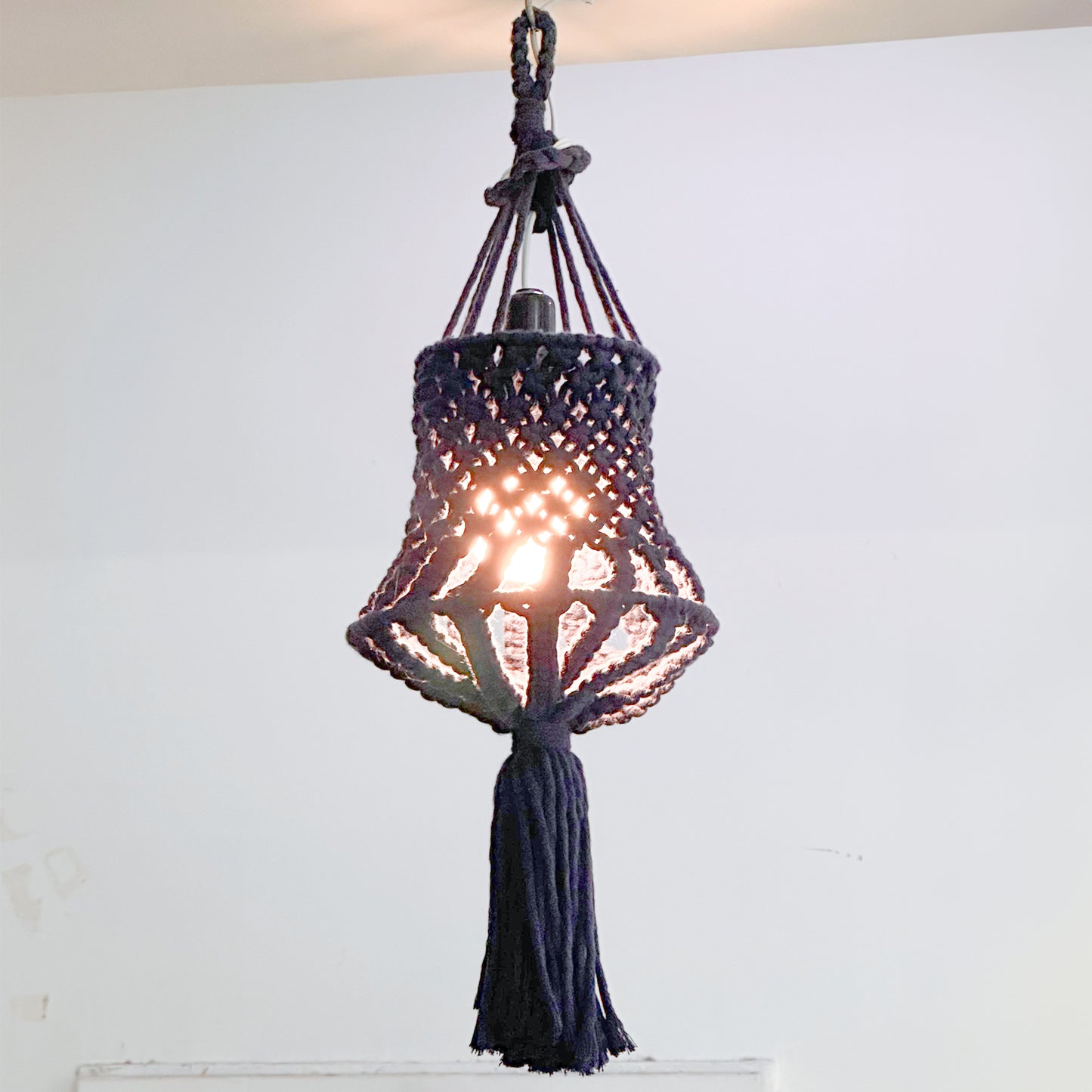 Macrame Ceiling Hanging Decoration | Blue Macrame Lamp