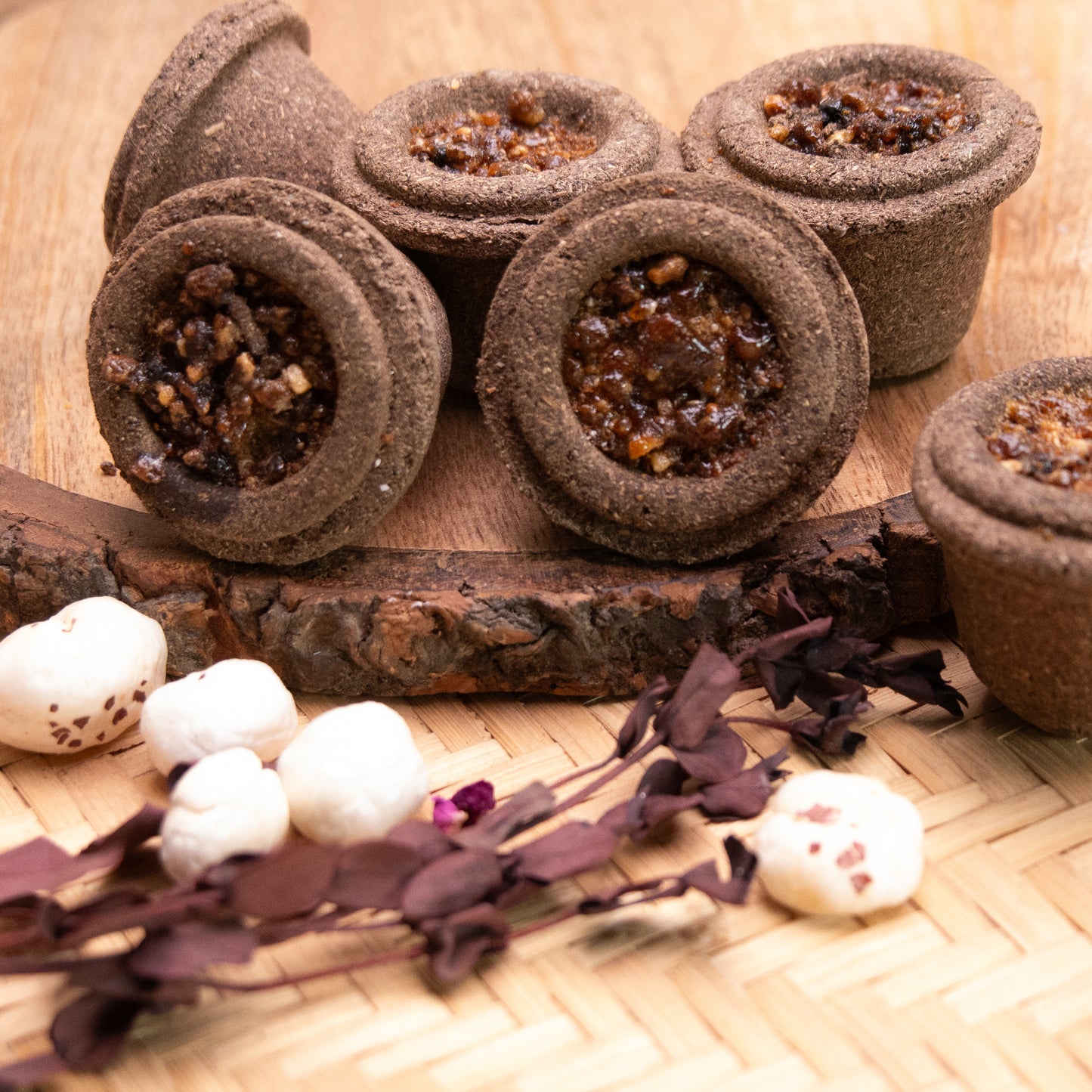 Premium Sandal Wood Cow Dung Hawan Cup (9 pieces)