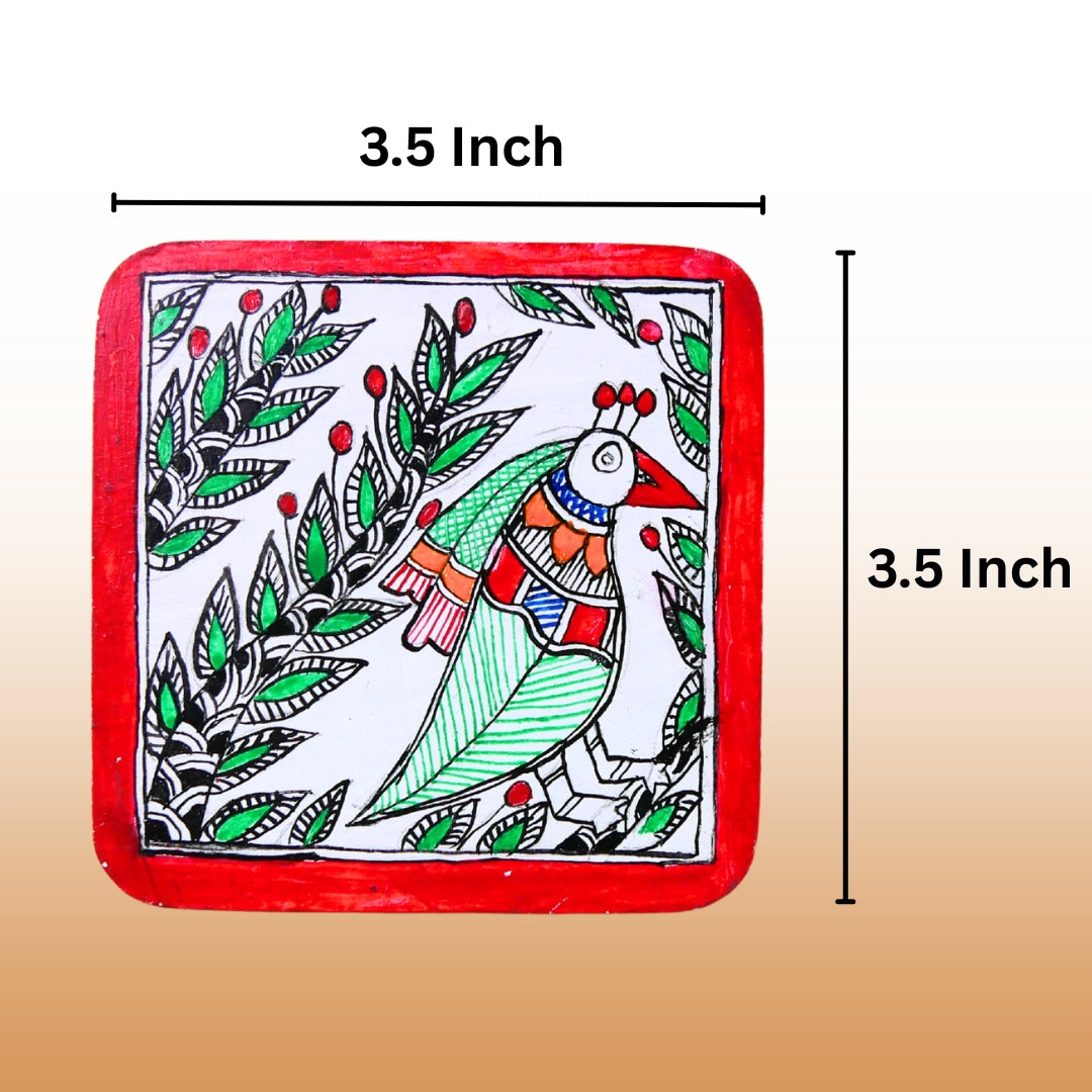 Hand painted Madhubani tea coaster set of 6