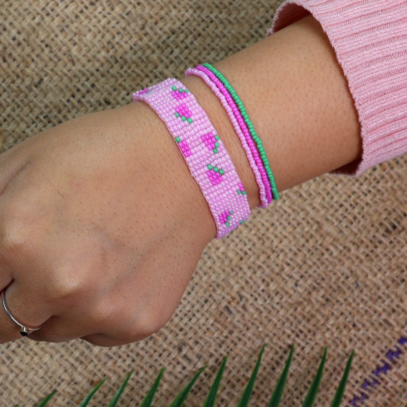 Cherry Bomb | Pink Handmade Beaded Bracelet For Women