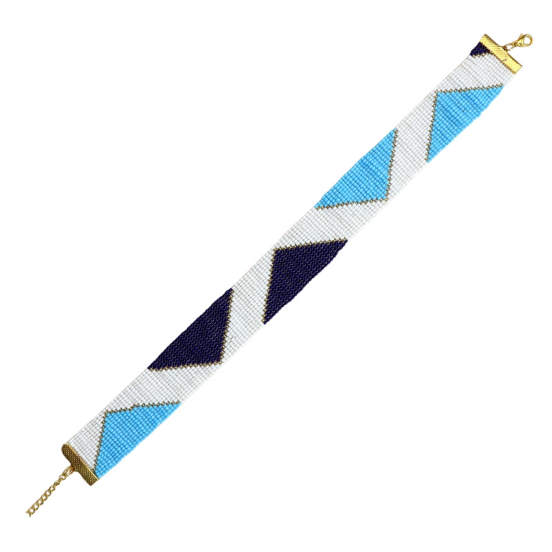 Hues of Blue | Handmade Blue And White Beaded Choker Necklace