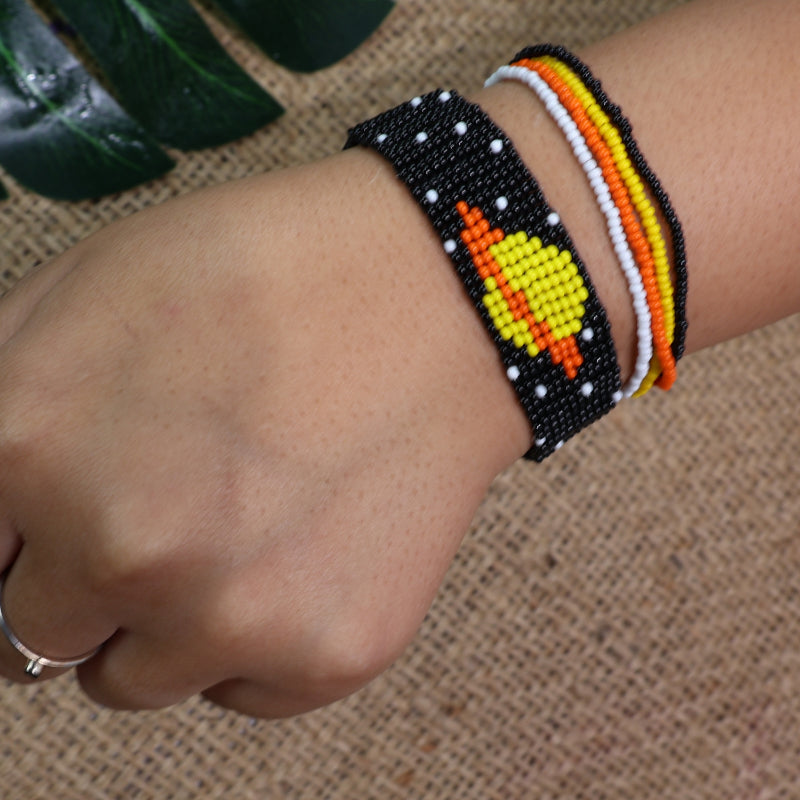 Sassy Saturn | Handmade Black Beaded Bracelet For Women
