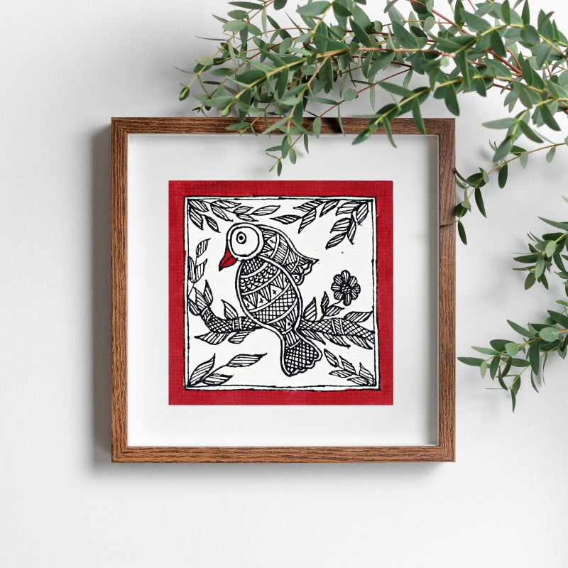 Madhubani Hand Made Painting | Gauraiya | 6inch X 6inch with Frame