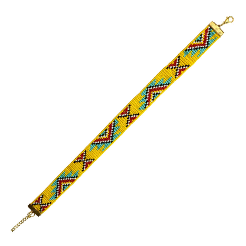 Aztec Choker | Handmade Beaded Yellow Choker Necklace