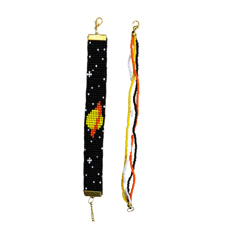 Sassy Saturn | Handmade Black Beaded Bracelet For Women