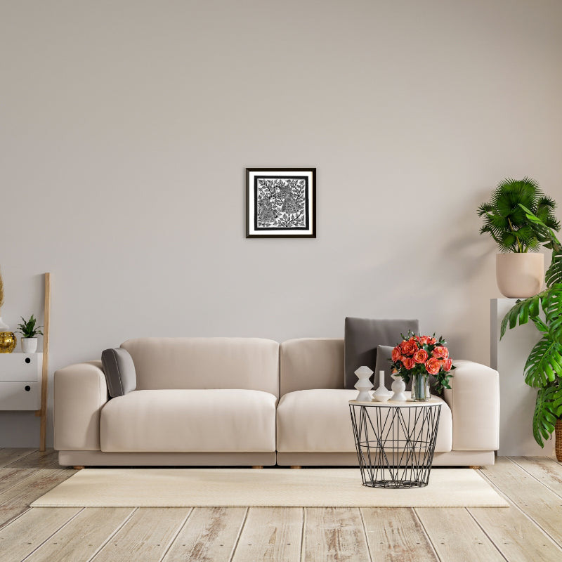 Madhubani Hand Made Painting | Mayur Vartalap | 10inch X 10inch with Frame