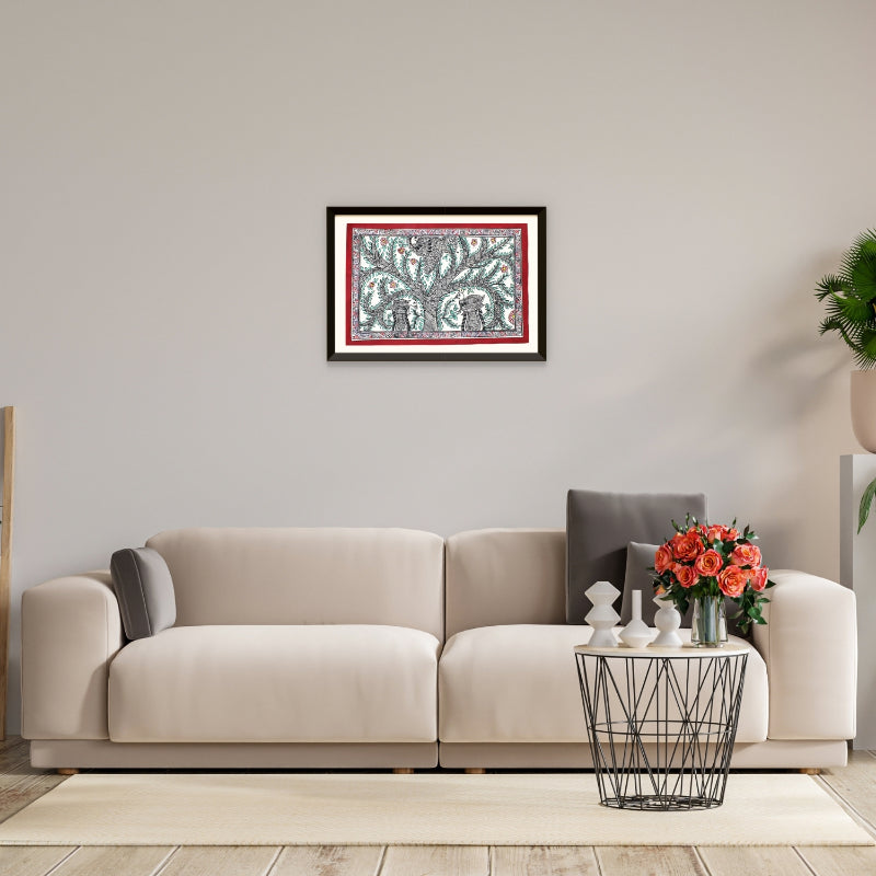 Madhubani Hand Made Painting | Mayur Bhogh | 10inch X 13inch with Frame