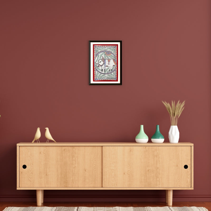 Madhubani Handmade Elephant Painting | 13inch X 10inch with Frame