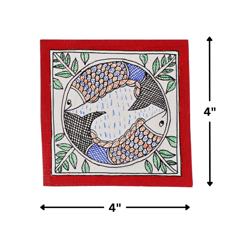 Madhubani Hand Made Painting | Makar Ras | 6inch X 6inch with Frame
