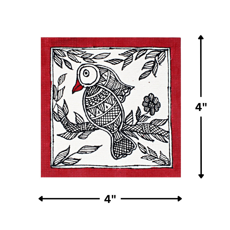 Madhubani Hand Made Painting | Gauraiya | 6inch X 6inch with Frame