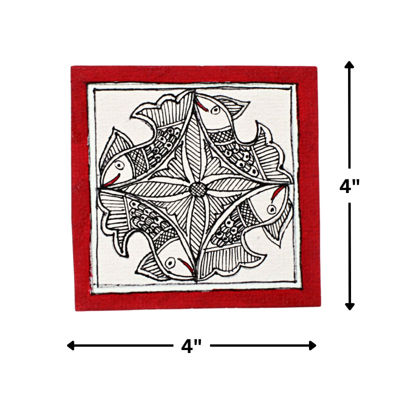 Madhubani Hand Made Painting | Jalajeevan | 6inch X 6inch with Frame