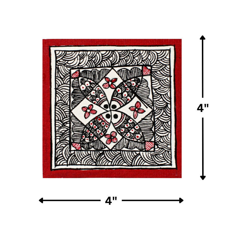 Madhubani Hand Made Painting | Kachni meen Nritya | 6inch X 6inch with Frame