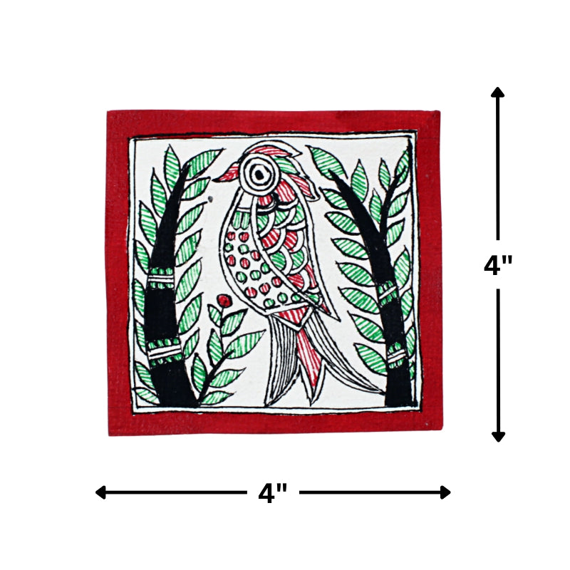 Madhubani Hand Made Painting | Keer | 6inch X 6inch with Frame