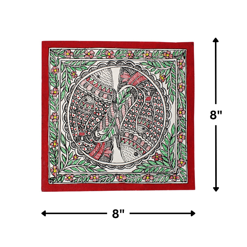 Madhubani Hand Made Painting | Meen Nritya | 10inch X 10inch with Frame