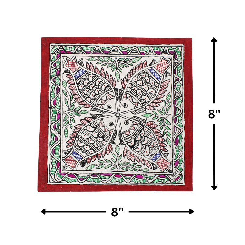 Madhubani Hand Made Painting | Meen Nritya | 10inch X 10inch with Frame