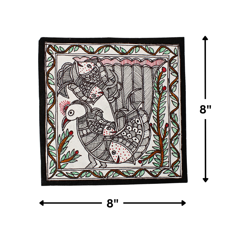 Madhubani Hand Made Painting | Suryodya Nritya | 10inch X 10inch with Frame