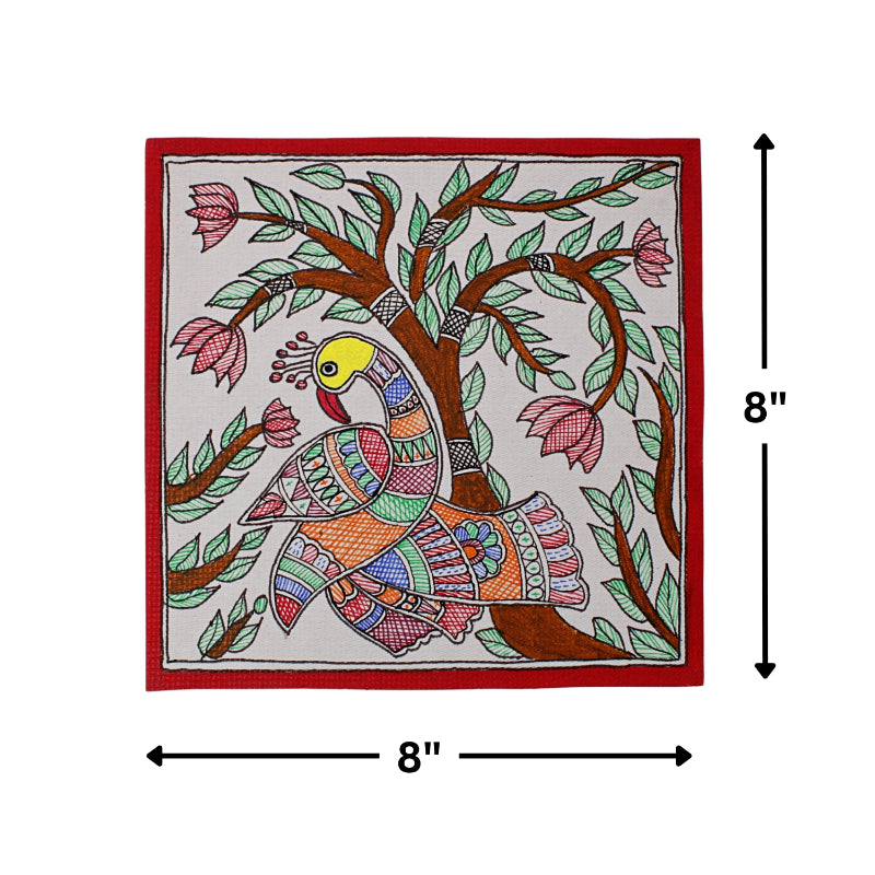 Madhubani Hand Made Painting | Mayur Utsav | 10inch X 10inch with Frame