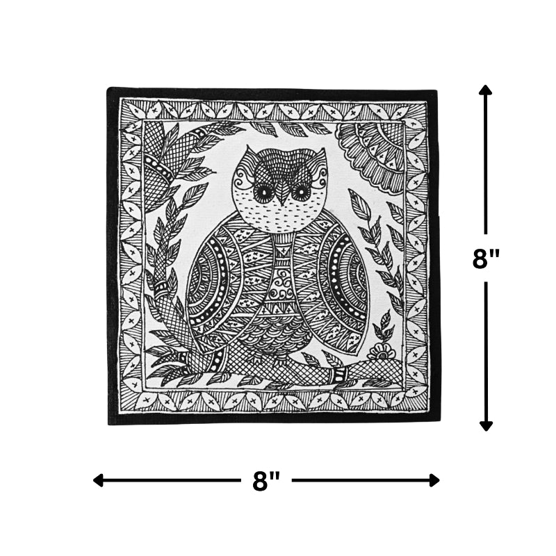 Madhubani Hand Made Painting | Kachni Uluk | 10inch X 10inch with Frame