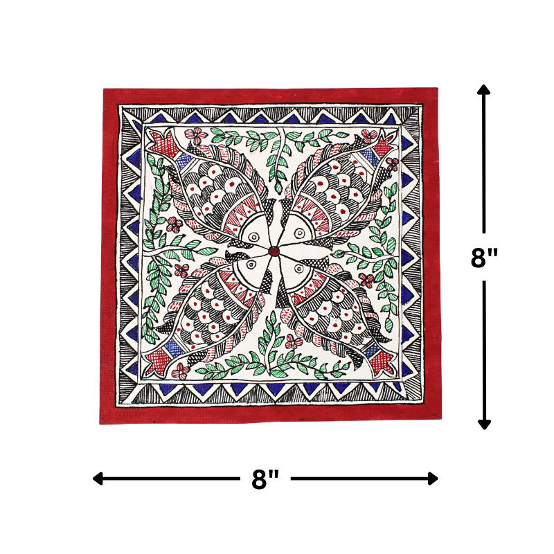 Madhubani Hand Made Painting | Meen Utsav | 10inch X 10inch with Frame