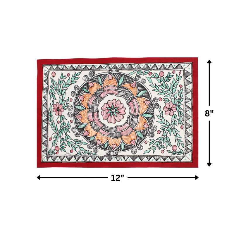 Madhubani Hand Made Painting | Lotus | 10inch X 13inch with Frame