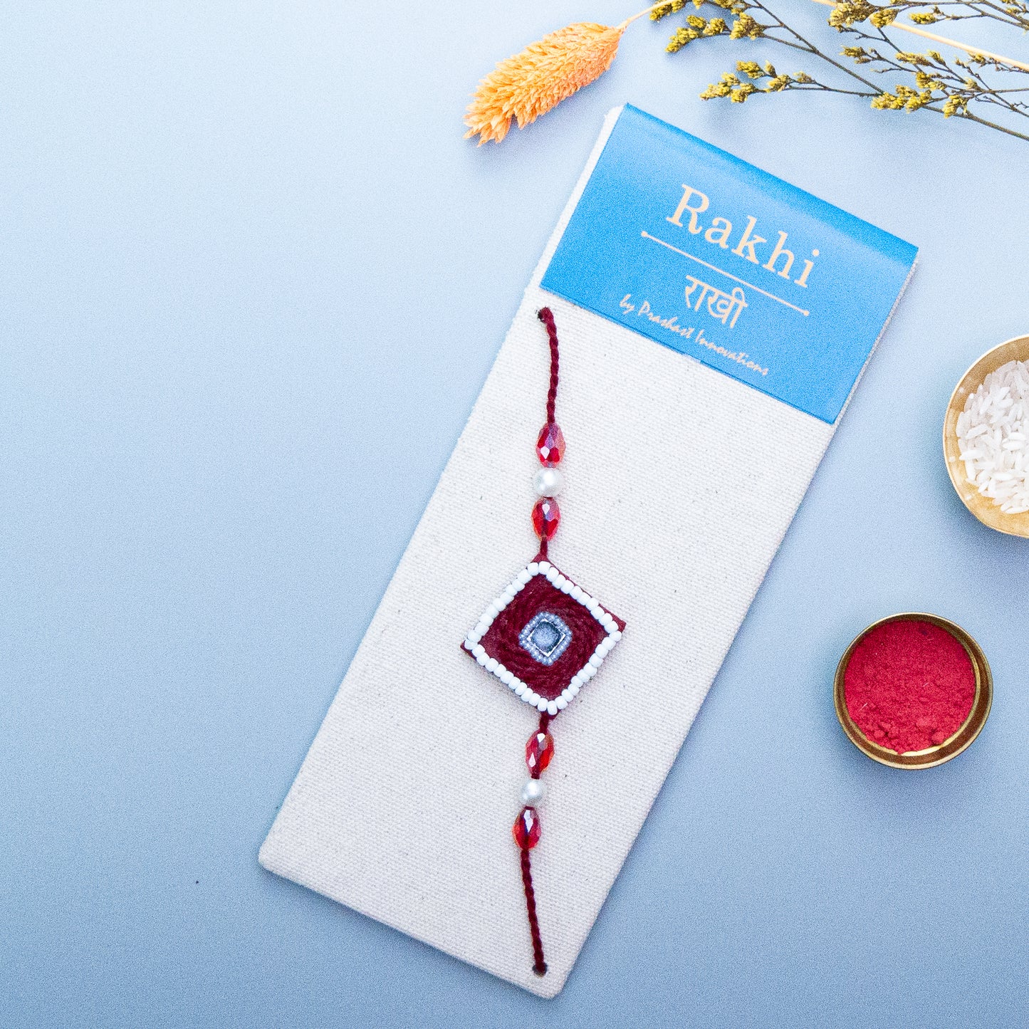 Lumba Rakhi Set For Bhaiya Bhabhi | Premium Cotton Threads, Beads, Mirror work