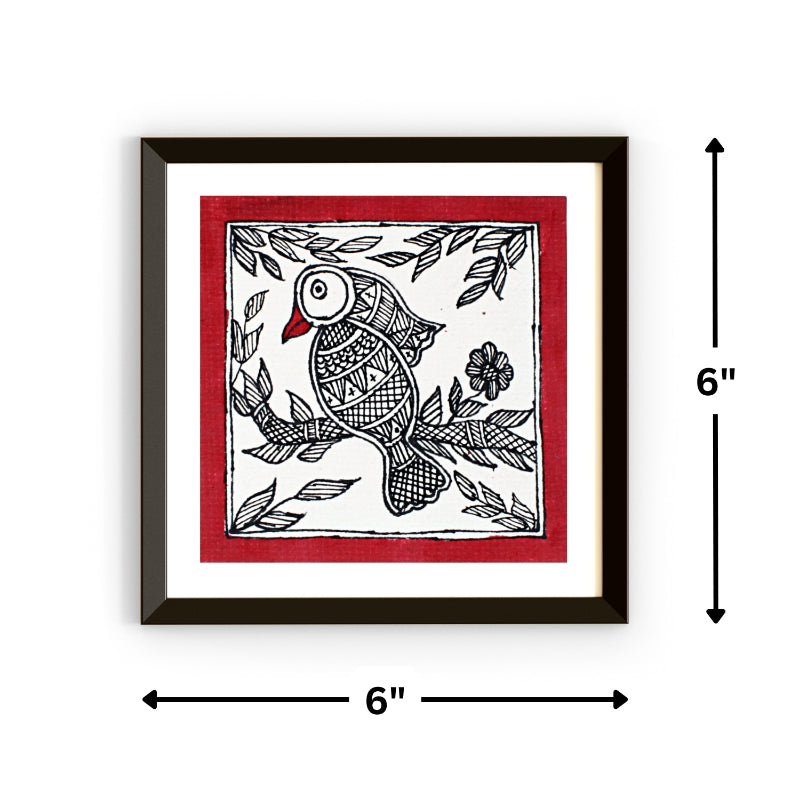 Madhubani Hand Made Painting | Gauraiya | 6inch X 6inch with Frame