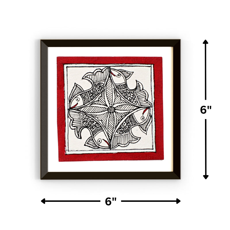 Madhubani Hand Made Painting | Jalajeevan | 6inch X 6inch with Frame