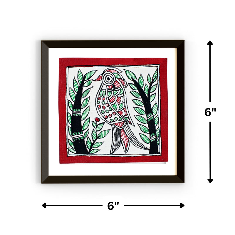 Madhubani Hand Made Painting | Keer | 6inch X 6inch with Frame
