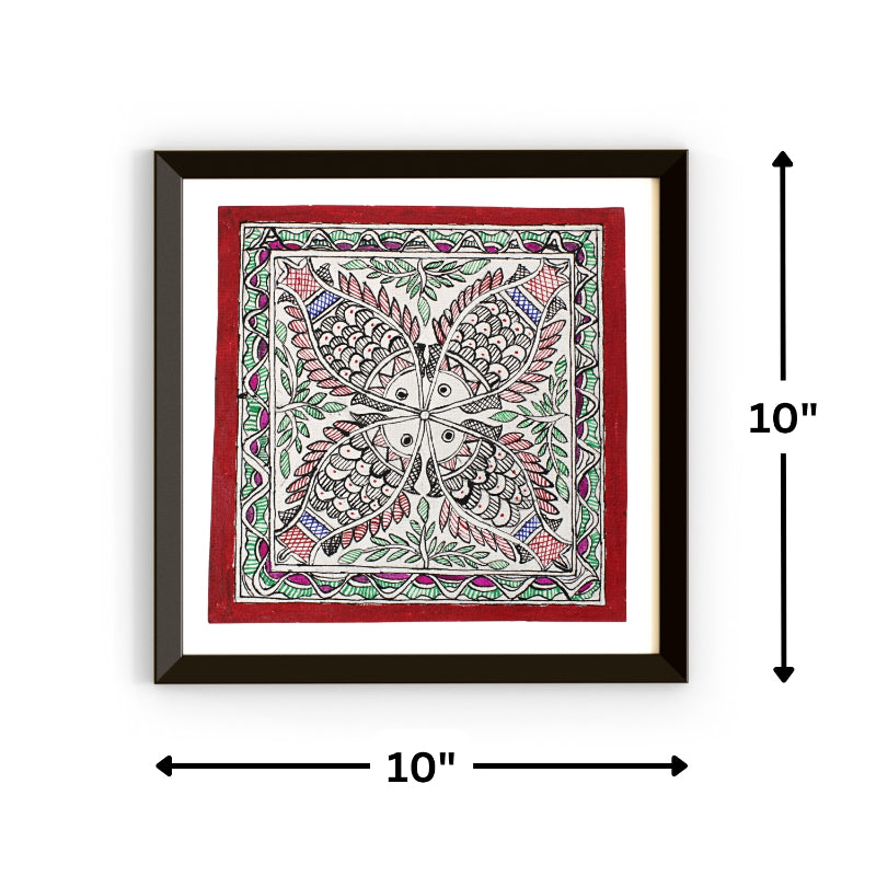 Madhubani Hand Made Painting | Meen Nritya | 10inch X 10inch with Frame