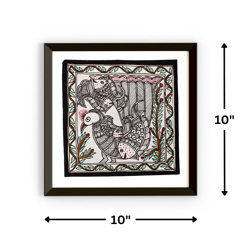 Madhubani Hand Made Painting | Suryodya Nritya | 10inch X 10inch with Frame
