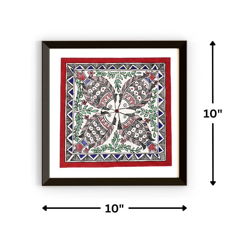 Madhubani Hand Made Painting | Meen Utsav | 10inch X 10inch with Frame