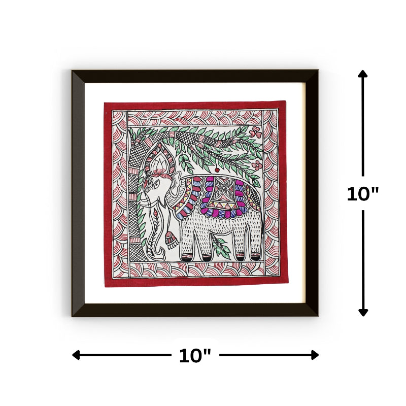 Madhubani Hand Made Painting | Van Raj | 10inch X 10inch with Frame