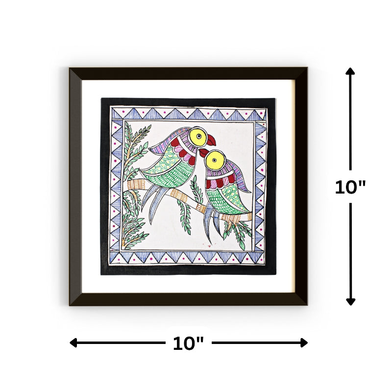 Madhubani Hand Made Painting | Sathi Sukh | 10inch X 13inch with Frame