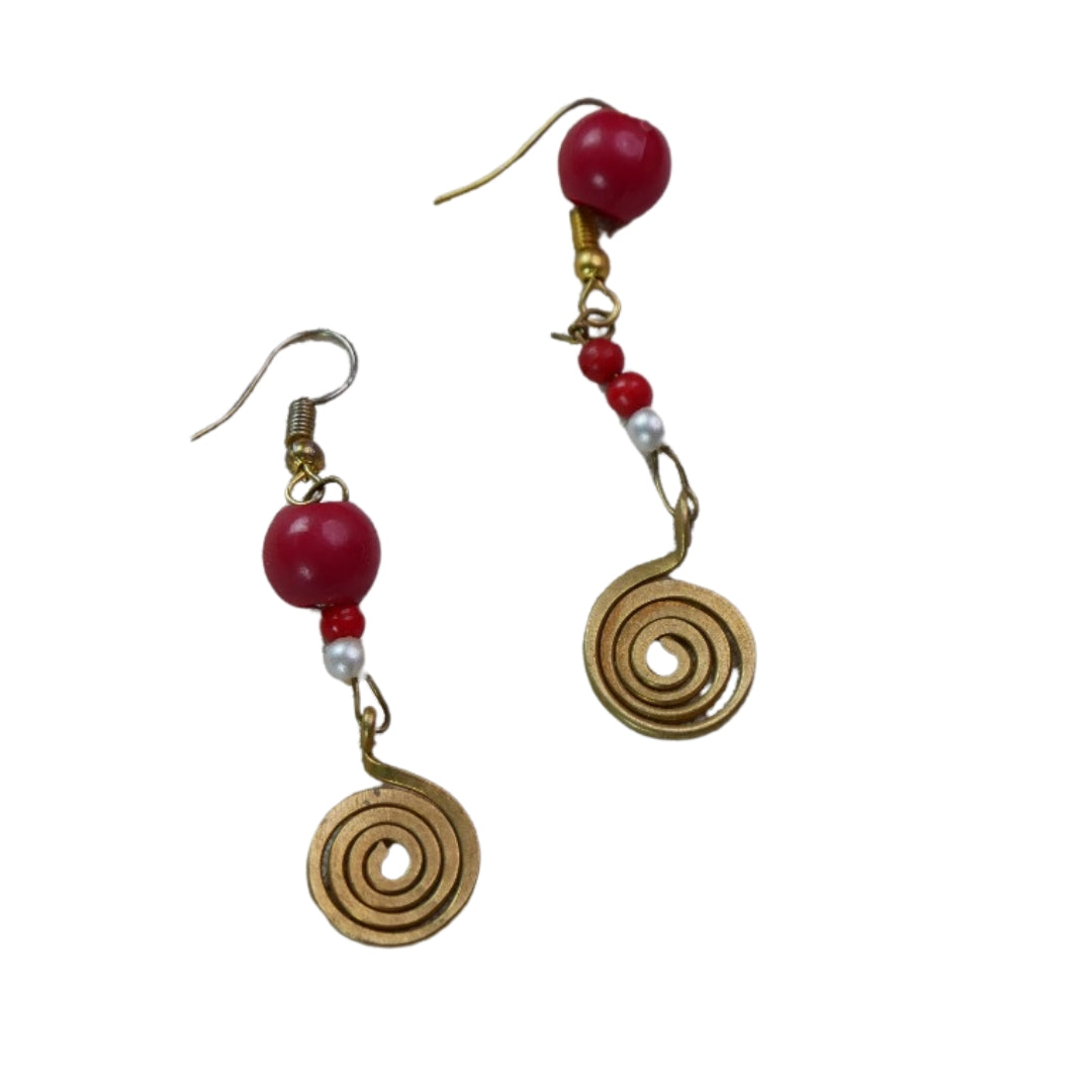 Laalima Beaded Spiral Dhokra Earrings