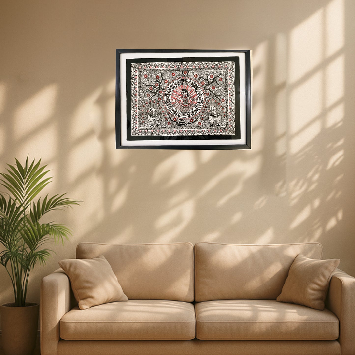 Madhubani Handcrafted Painting | Girl Carry Matka on her Head | 16inch x 13inch with Frame