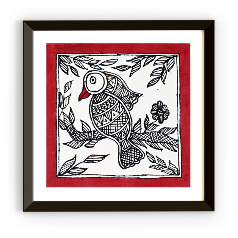 Madhubani Hand Made Painting | Gauraiya | 6inch X 6inch with Frame