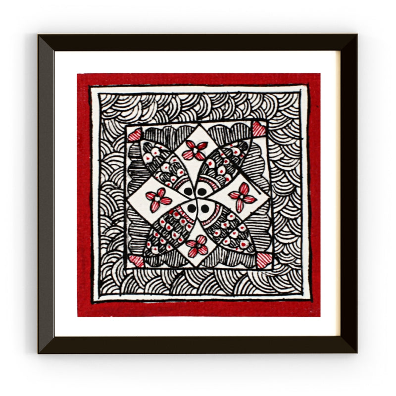 Madhubani Hand Made Painting | Kachni meen Nritya | 6inch X 6inch with Frame