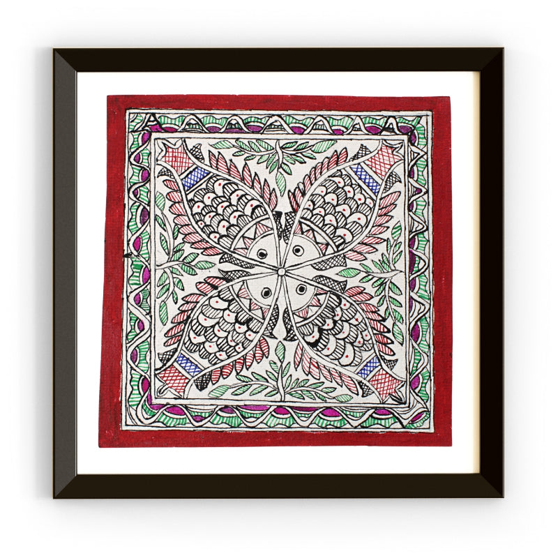Madhubani Hand Made Painting | Meen Nritya | 10inch X 10inch with Frame