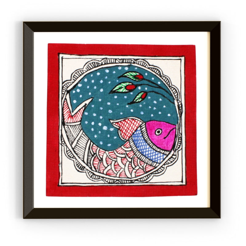 Madhubani Hand Made Painting | Samudra Ki Rani | 6inch X 6inch with Frame