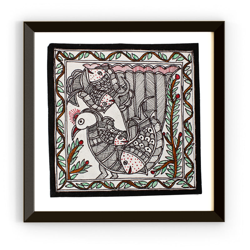 Madhubani Hand Made Painting | Suryodya Nritya | 10inch X 10inch with Frame