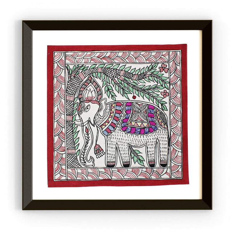 Madhubani Hand Made Painting | Van Raj | 10inch X 10inch with Frame