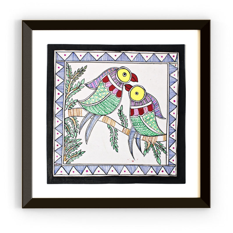 Madhubani Hand Made Painting | Sathi Sukh | 10inch X 13inch with Frame