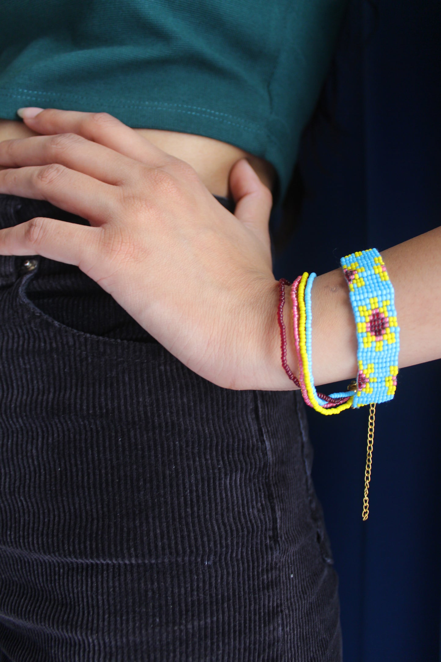 Sunflower | Sky Blue Handmade Bead Bracelet For Women