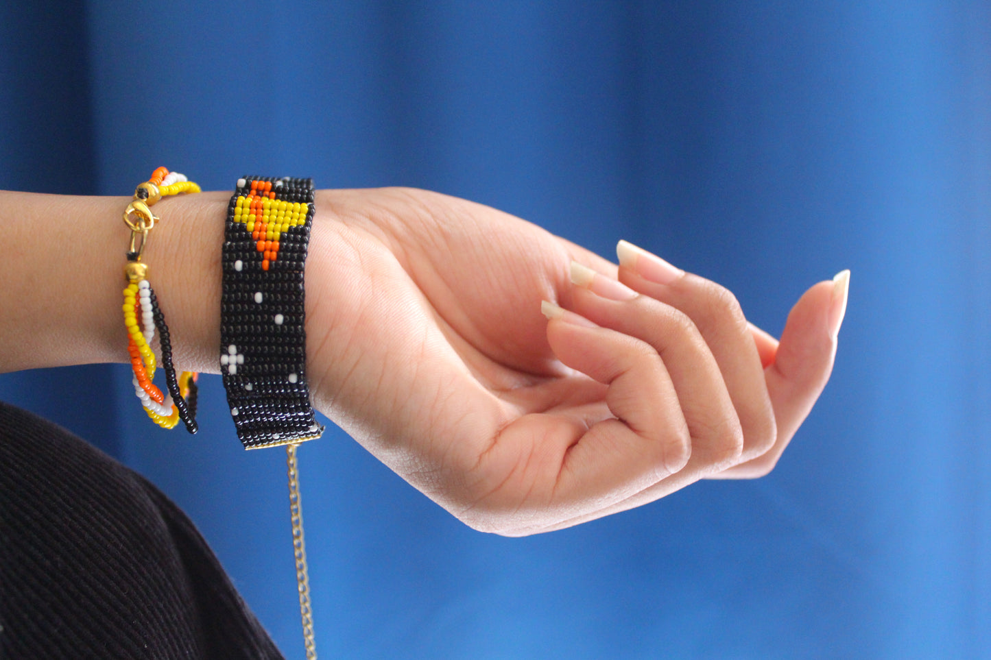 Sassy Saturn | Handmade Black Beaded Bracelet For Women