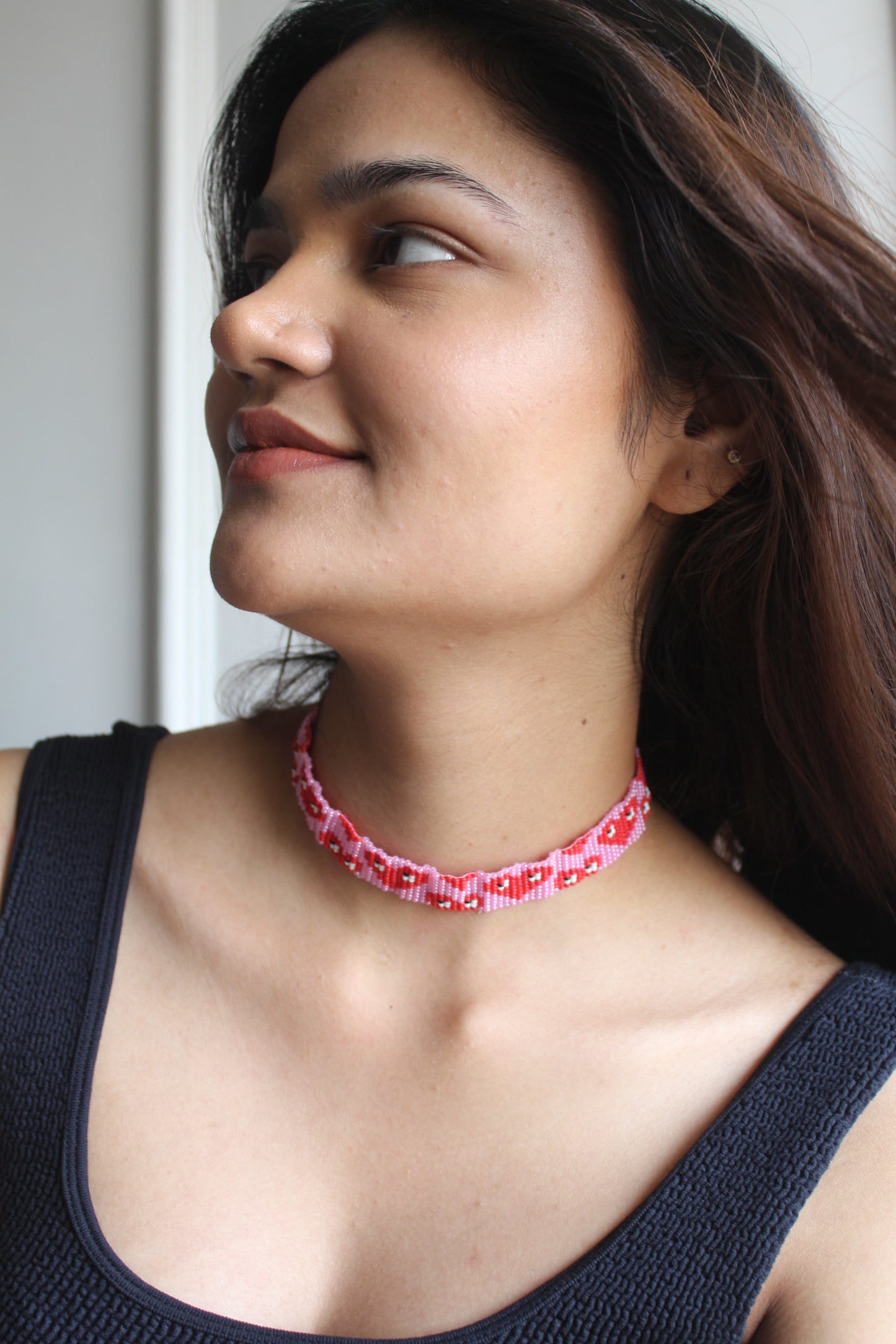 Poppy Choker | White Beaded Choker Necklace