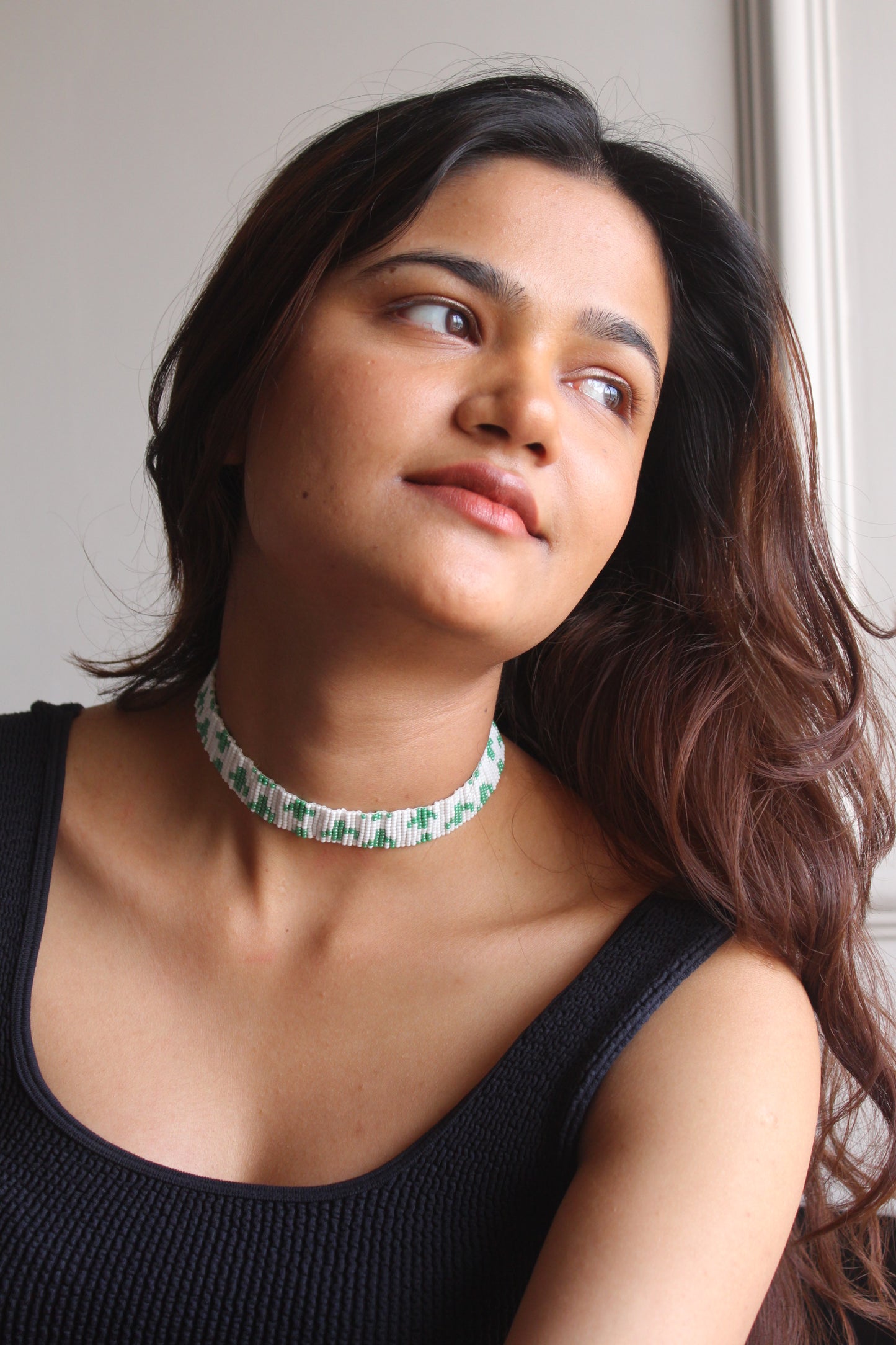 Cute Cactus | Handmade Beaded Green Choker Necklace