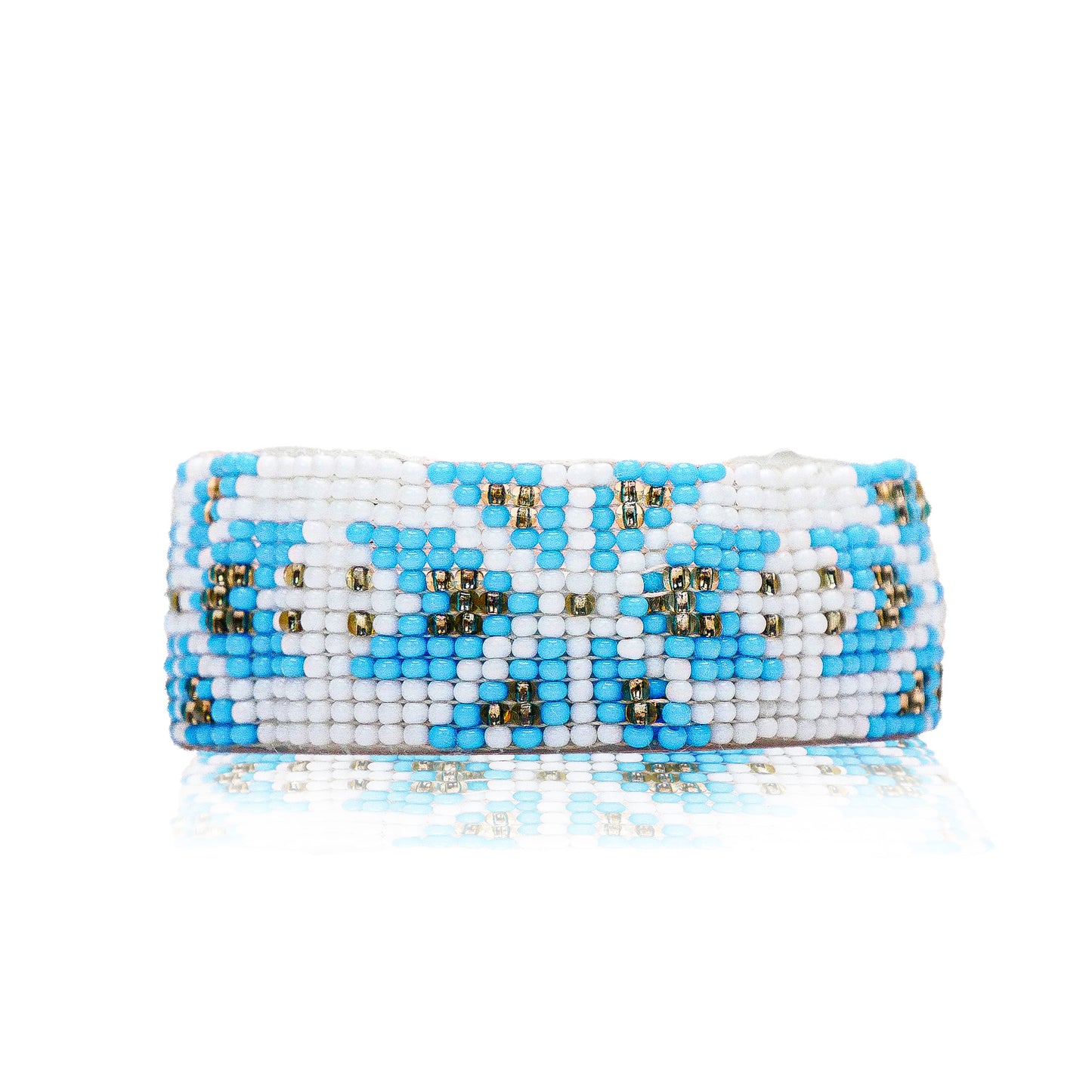 Blue Daisy Bracelet | Handmade Blue Beaded Bracelet for Women