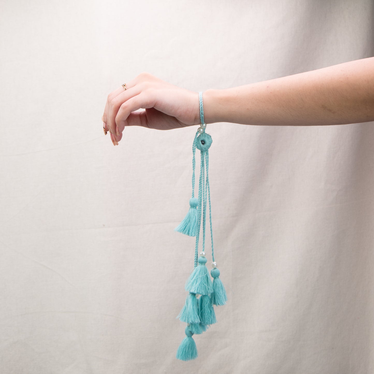 Handmade Lumba Rakhi | Sky Blue Fine Yarns