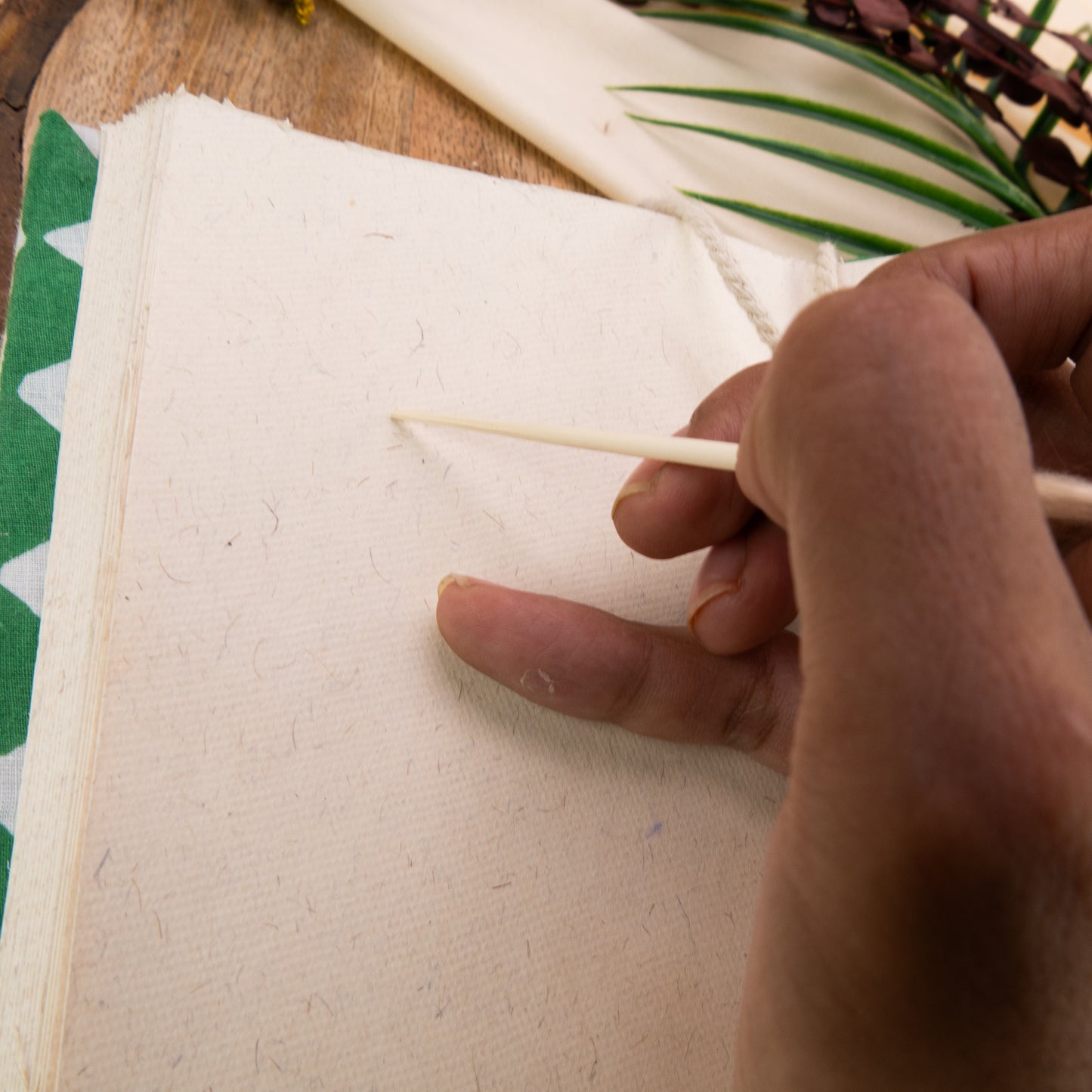 Green Handmade Fabric Cover Diary β A5 | Elegant & Eco-Friendly Journal