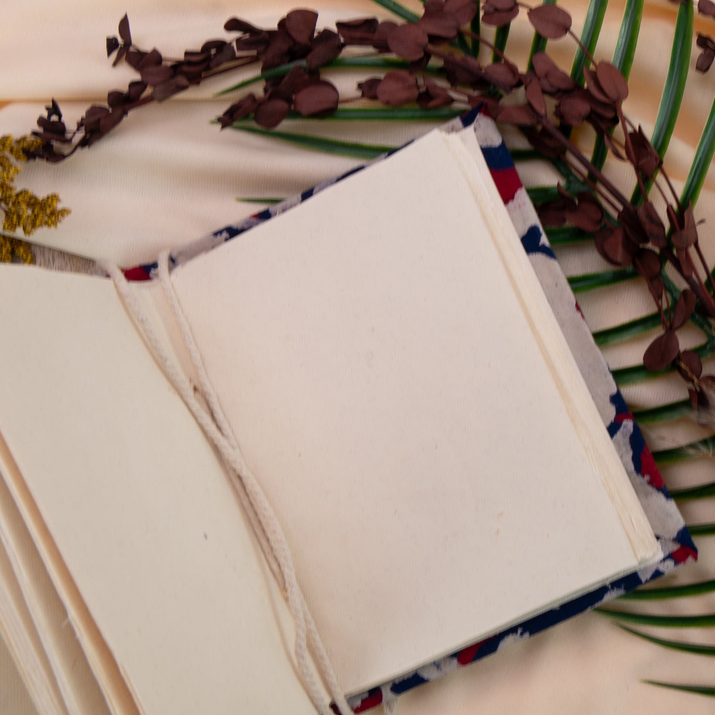 Red Leaf Handmade Fabric Cover Diary β A5 | Elegant & Eco-Friendly Journal
